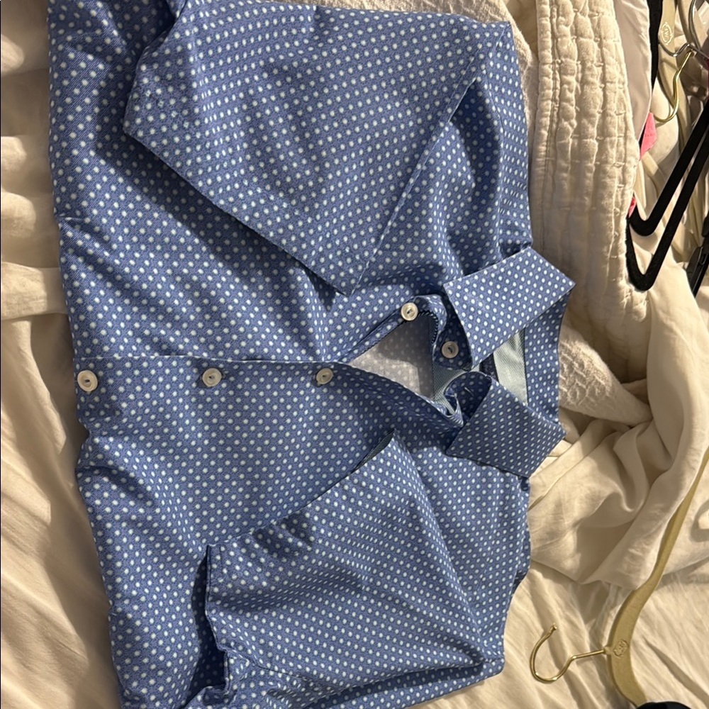 Stone Rose Blue and White Polka Dot Shirt